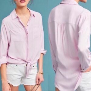 Anthropologie Maeve Sandbridge Tie Front Blouse Lavender